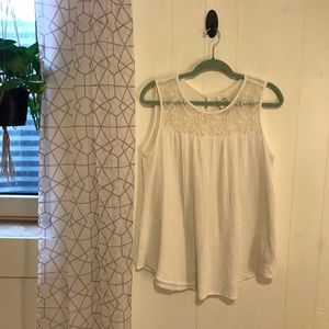 Waffle-Crimped Lace Tank